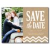 Rustic Chevron And Kraft Paper Save The Date Postcard