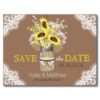 Rustic Sunflower And Lace Save The Date Postcard