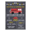 Fire Engine Chalkboard Birthday Party Invitation