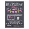 Girls Bunting Chalkboard Birthday Party Invitation