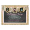 Gold Glitter First Birthday Banner Invitation Card