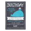 Nautical Whale Chalkboard 1St Birthday Invitation