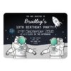 Space Astronaut Rocket Birthday Party Invitation Card