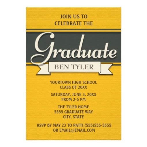 Sale 50 Off Navy Blue And Yellow Graduation Party Invitation