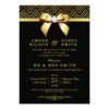 Black Gold Chevrons Bow Wedding Reception Card