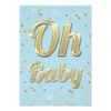 Boy's Oh Baby Gold Bling Typography Confetti Blue Invitation