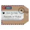 Mexico Map Airmail Luggage Tag Save Dates Card