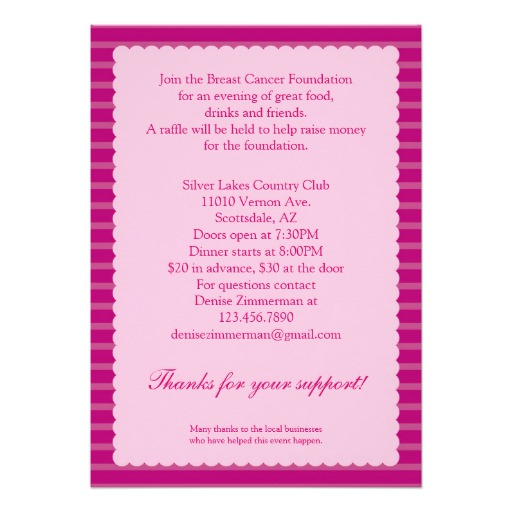 Pink Ribbon Breast Cancer Event Invitation Card - Image 2