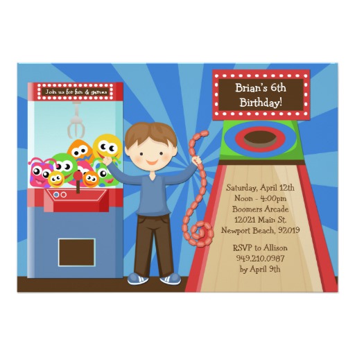 Arcade Birthday Party Invitation Card