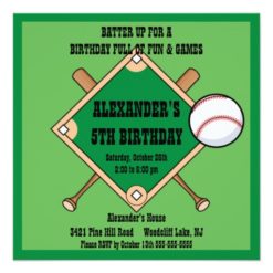 Baseball Birthday Invitation Square Invitation Card