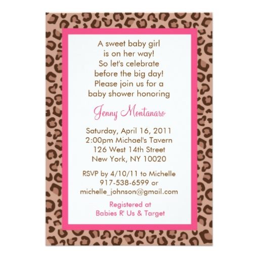 Cheetah Girl Animal Print Baby Shower Invitation Card