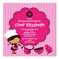 Cooking Baking Birthday Party Invitation Square Invitation Card
