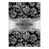 Elegant Black & Metallic Silver Vintage Damasks Large Business Cards (Pack Of 100)