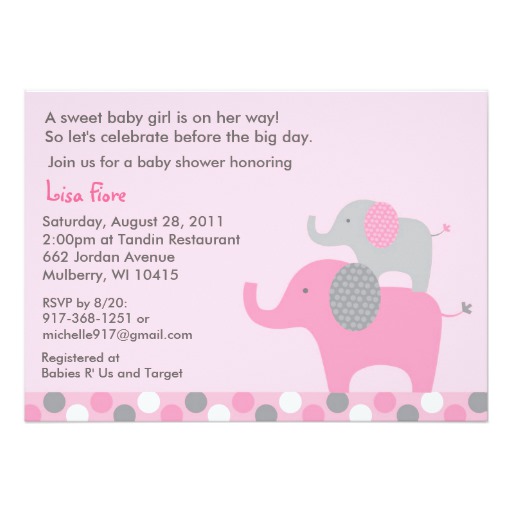 Sale 50% off on Mod Pink Grey Elephant Baby Shower Invitation Card ...