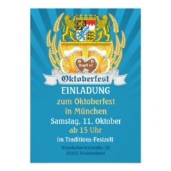 Oktoberfest With Bavarian Arms And Beer Steins Invitation Card