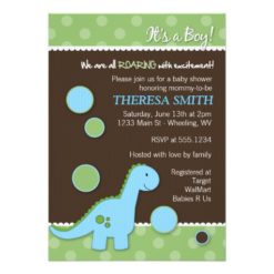 Roaring Dinosaur Baby Shower Invitation Card