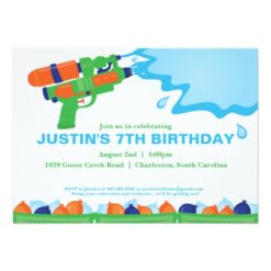 Water Gun Party Invitation Card