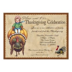 Whimsical Vintage Thanksgiving Invitation Card
