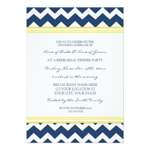 Yellow Blue Chevron Photo Rehearsal Dinner Party Invitation Card - Image 2