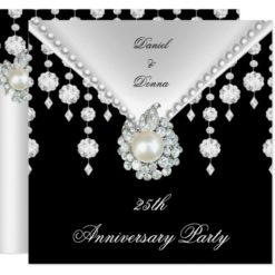 25th Anniversary Silver Black White Pearl 2 Card