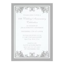 25th Wedding Anniversary Silver Flourish Scroll Card