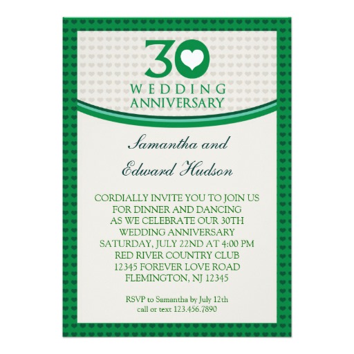 30th Heart Wedding Anniversary Invitation
