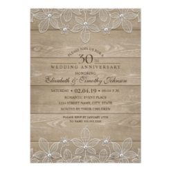 30th Wedding Anniversary Rustic Wood Vintage Lace Card
