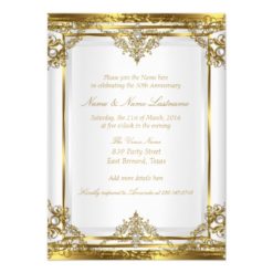 50th Anniversary Elegant Gold White Pearl Card - Image 2