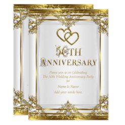 50th Anniversary Elegant Gold White Pearl Card