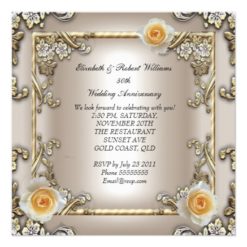 50th Anniversary Wedding Cream Gold Rose Silver Card - Image 2