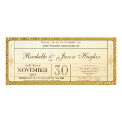 50th Gold Wedding Anniversary Invitation Ticket