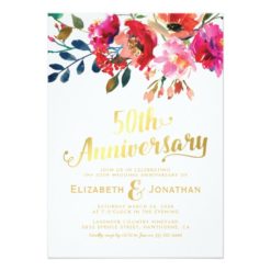 50th Wedding Anniversary Elegant Gold Floral Card