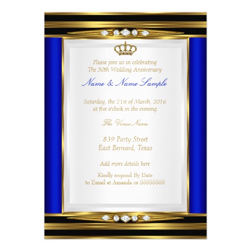 Sale 50% off on 50th Wedding Anniversary Royal Blue Gold Crown 2 Card ...
