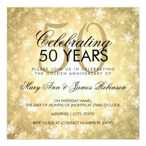 50th Wedding Anniversary Winter Wonderland Gold Card