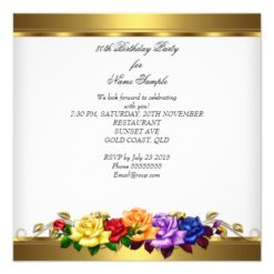 80th Birthday Party Multi Color Gold Roses Card - Image 2