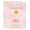 Pumpkin Birthday Invitation Pink Gold Pumpkin