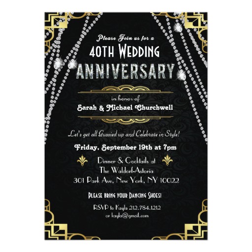 ANY YEAR Great Gatsby Anniversary Invitation