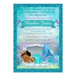 Adorable Mermaid Baby Shower Invitations #135 DARK