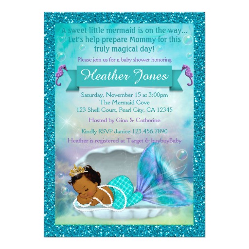 Adorable Mermaid Baby Shower Invitations #135 DARK