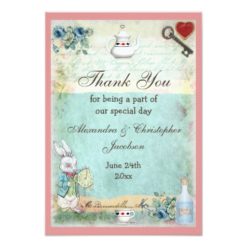 Flamingo & Cheshire Cat Wedding Thank You Card