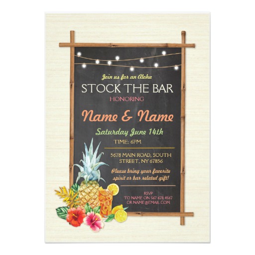 Aloha Stock The Bar Cocktail Engagement Invite
