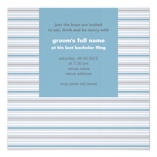 Amara Stripe Cornflower Bachelor Party Card
