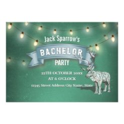 Antler Hunting Bachelor Stag Party String Lights Card