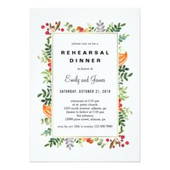 Autumn Blooms Fall Rehearsal Dinner Invitation