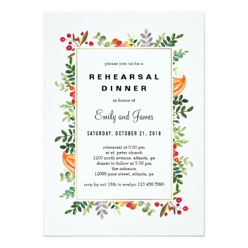 Autumn Blooms Fall Rehearsal Dinner Invitation