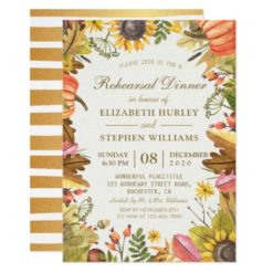 Autumn Leaves Pumpkins Wedding Rehearsal Dinner Card