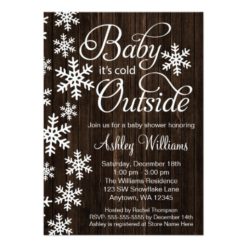 Baby It's Cold Outside Rustic Wood Baby Shower Card