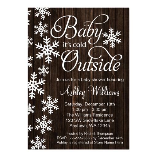 Baby It's Cold Outside Rustic Wood Baby Shower Card