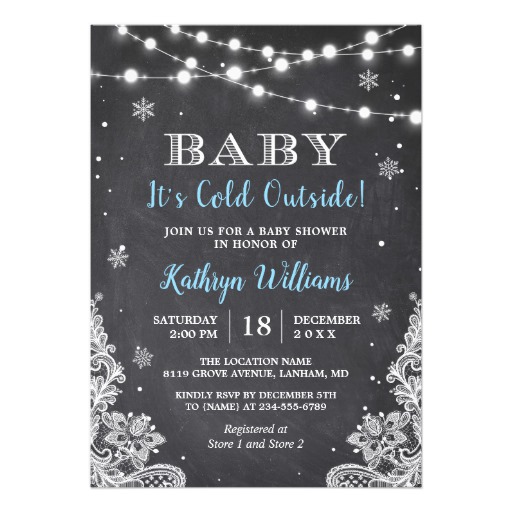 Baby It's Cold Outside Winter Boy Baby Shower Card