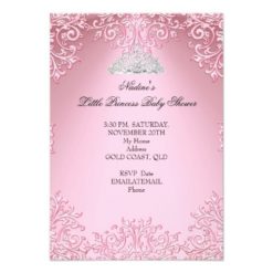 Baby Shower Girl Pink Princess Tiara lace SML Card - Image 2